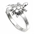Sterling Silver Ring - Turtle - Face Height: 14mm - Band Width: 3mm - Size: 5-10