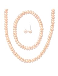 Sterling Silver Peach 6-7mm Fw Cult. Pearl Set