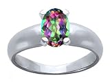 1.00 cts Genuine Mystic Rainbow Topaz Ring - 14kt White or Yellow Gold