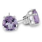 Sterling Silver 8mm Round Gemstone Solitaire Earrings