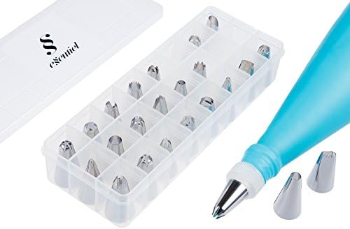 The Best 26 Piece Cake Decorating Kit With Stainless Steel Icing Tips, 1 Coupler And Slicone Pastry Bag Great For Cakes Cookies Cupcakes Decorations And Buttercream Frosting