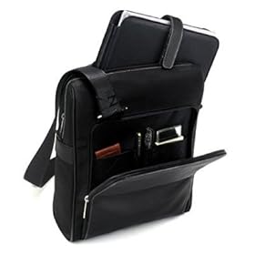 Durable Classic Vertical Cross Body Messenger Bag for Dell Inspiron Mini IM10-2863 10.1-Inch Obsidian Black Netbook