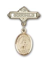 Gold Filled Baby Badge with St. Cornelius Charm and Godchild Badge Pin