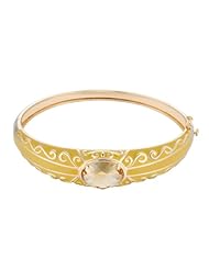 18k Gold Over Sterling Silver and Citrine Taj Mahal Bangle Bracelet