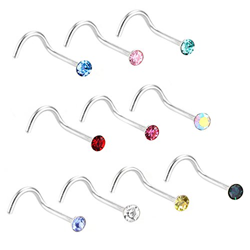 Charisma stainless steel crystals nose studs rings bone…