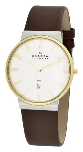 Skagen Men's 355XLGLD Steel Collection Brown Leather Watch