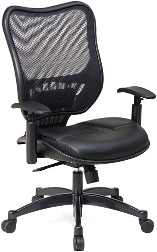 Office Star 1857752 Space Air Grid Executive High-Back Chair, Air Grid Back/Leather Seat