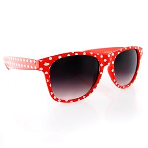 Vintage Wayfarer Style Sunglasses - 15 Colors Dark Lenses Red w/ Dots