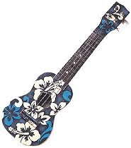 UKULELE OIL PAINTED BLUE HIBISCUS - HAWAIIAN PRINT 18"