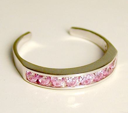 14k Channel-set Pink Cubic Zirconia CZ Eternity Toe Ring