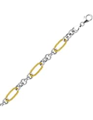 Sterling Silver & 14K Yellow Rope Link Accent Bracelet