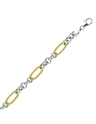 Sterling Silver & 14K Yellow Rope Link Accent Bracelet