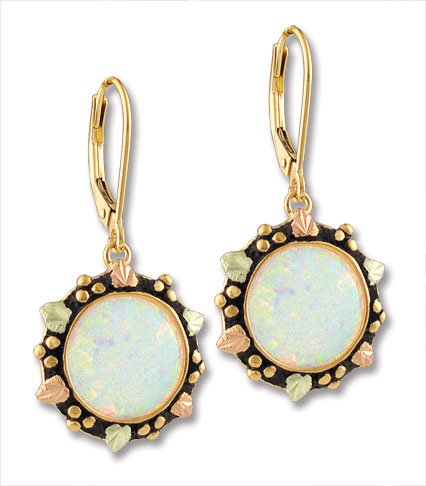Click here to buy Landstrom's® 10K Yellow Gold 14K Gold Leverback Earrings with Opal by LANDSTROM'S.
