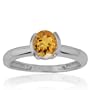 10k White Gold Citrine Semi-Bezel Ring, Size 6