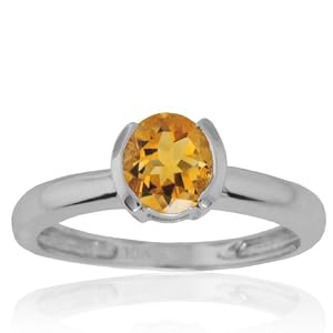 Buy 10k White Gold Citrine Semi-Bezel Ring by Amazon.com Collection