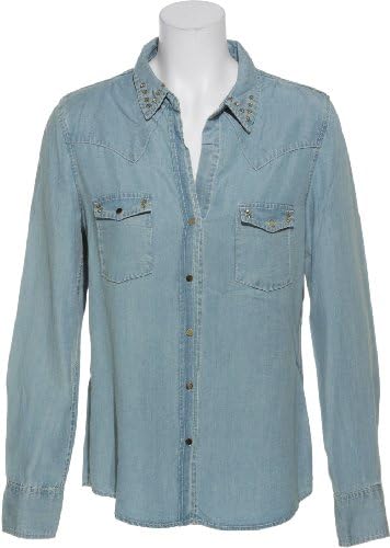 BRAND NAME Victoria Studded Collar Button Down Top w/ Studded Flap Pockets, LTWSH101, XS