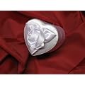 Herzdose mit Rosenbl�te, Satin, klein, wei�