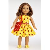 Let's Go Shopping - Yellow Ladybug Dress with Shopping Bag and Golden Shoes; fits 18 inch American Girl dolls