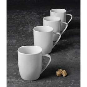 Bistro Square White Mugs - Set of 4 by Aida by