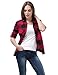 Red Black Plaid Flannel Checked Button Down Dress Shirt Long Sleeve for Women