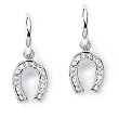 Solid Sterling Silver Cubic Zirconia Rhodium Plated Horse Shoe Earring