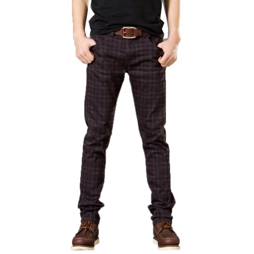 Magiftbox Men's Skinny Checked Slim Fit Plaid Fashion Casual Pants K115