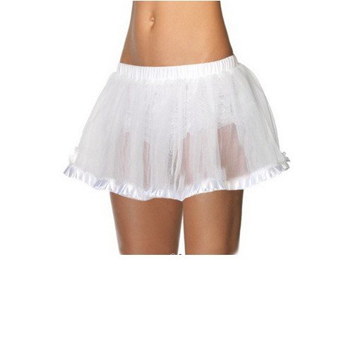 Petticoat Crinoline Skirt Holiday Costume Party Accessory With Pleated Satin Trim