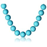 14k Yellow Gold 14mm Dyed Turquoise Color Shell Beaded Necklace