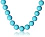 14k Yellow Gold 14mm Dyed Turquoise Color Shell Beaded Necklace