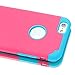 iPhone 6 Case, Lumsing Hard&Soft Rubber High Impact 2-Piece Double Layer Armor Hybrid Defender Case Protective Cover Protection for Apple iPhone 6 (4.7 inch Screen) with Screen Protector (Rose Red/Light Blue)