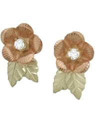 Black Hills Gold 10K Diamond Rose Earrings