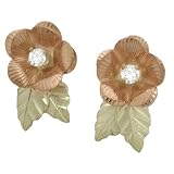 Black Hills Gold 10K Diamond Rose Earrings