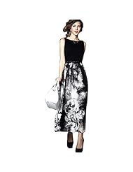 Cotton Sleeveless Floral Print Ankle Length Cocktail Homecoming Dress/Party Dress/Wedding Dress 