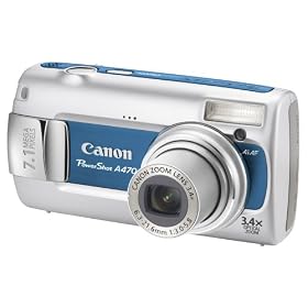 Canon PowerShot A470 Digital Camera - Blue (7.1MP, 3.4 xOptical Zoom) 2.5" LCD