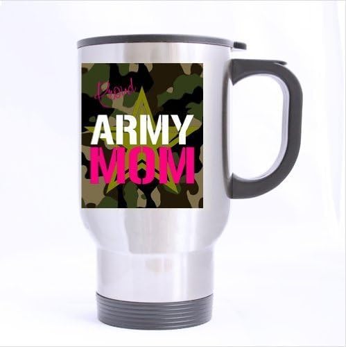Grli Cool Proud Army Theme Mug £¬Proud Army Mom Custom Travel Mug (Sliver)