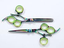 Hot Sale 6.5" Swivel Thumb 3 Ring Rainbow Titanium Hair Cutting Shears Set