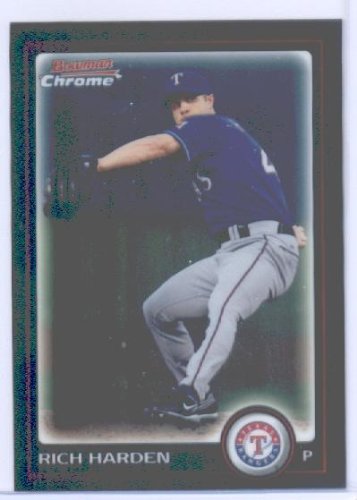 2010 Bowman Chrome Baseball Card # 167 Rich Harden - Texas Rangers - MLB Trading Card in Screwdown Case