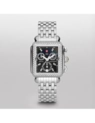 Michele Signature Deco Black Dial Diamond Bezel Stainless Steel Ladies Watch MWW06P000171