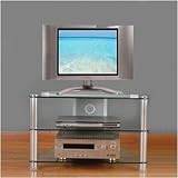 RTA Home and Office Silver Aluminum 32 Inch Wide Plasma or LCD Glass TV Stand