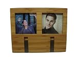 Zeller 13587 Hakenleiste 2-er, mit Fotorahmen 24 x 19.5 x 1.9, Bamboo / Alu