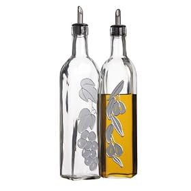 Kitchen Craft Italian Collection Glass Oil and Vinegar Dispensers Large, Set of Two