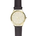 Men's Round Gold Inspirational Footprints Diamond Accent Strap Watch - Brown