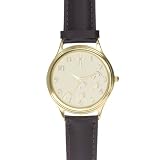 Men's Round Gold Inspirational Footprints Diamond Accent Strap Watch - Brown