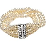 Sterling Silver Freshwater Cultured Pearl Seven Strand Bracelet - 7.5''