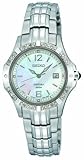 Seiko Coutura 16-diamond White Mop Dia Silver Tone Stainless Steel Band Ladies Watch