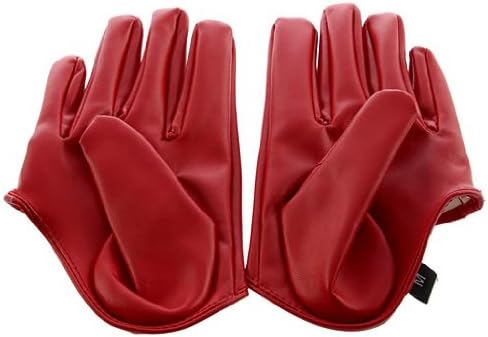 Supermarket01 Sex and The City Style PU Leather Women Five Finger Half Palm Gloves Lady (Red)