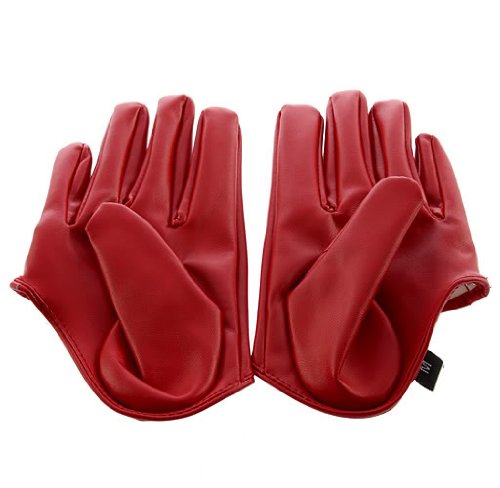 Supermarket01 Sex and The City Style PU Leather Women Five Finger Half Palm Gloves Lady (Red)