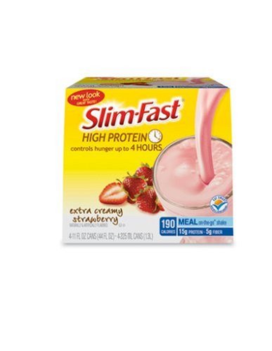 Slim-Fast High Protein Ready To Drink, Extra Creamy Strawberry, 11-Ounce Cans in 4-Count Boxes (Pack of 6)