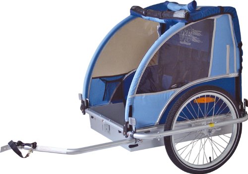 BLUE BIRD Kinderanhänger blau 2 Kinder Standard-Kupplung ALU-Wanne TÜV/GS