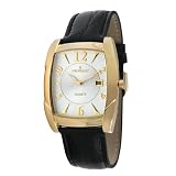 Peugeot Mens 2030 Gold-Tone Black Leather Stra